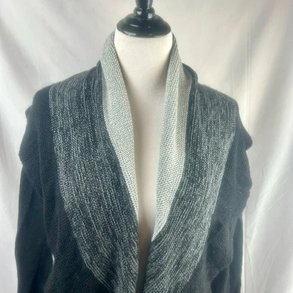 Charter Club Cardigan Sweater Women Plus 3X Black Gold Open Front Shall Collar - Picture 2 of 8